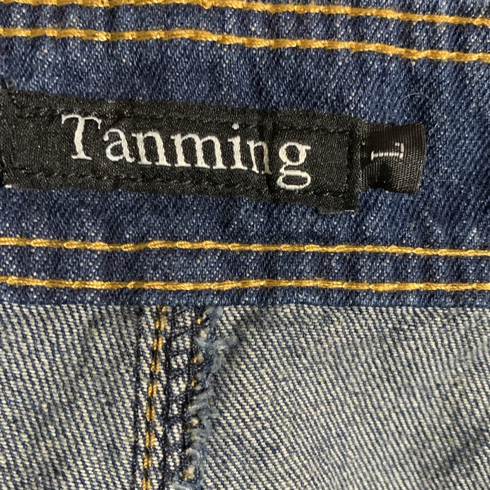 Tanming Long Midi Jean Skirt L Blue A-Line Full Front Zipper with Buttons Cotton - Picture 14 of 14